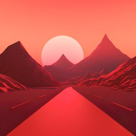 Road to the sun. Vector illustration of a road in the mountains.の素材