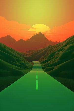 Road in the mountains. Vector illustration of the road to the sun.の素材