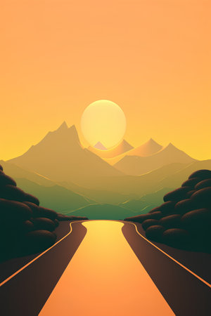 Road in the mountains. Road to the sun. Vector illustration.の素材
