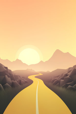 Road in the mountains at sunset. Vector illustration. Eps 10.の素材