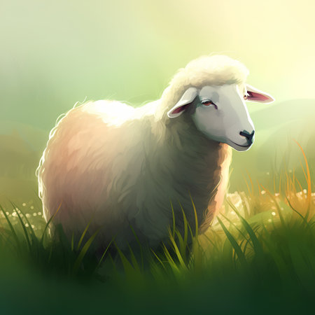 Sheep in the meadow. Vector illustration of a sheep.の素材