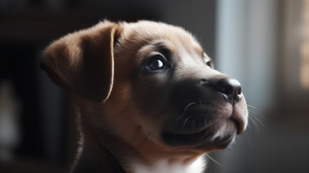 Portrait of a labrador retriever puppy looking into the cameraの素材