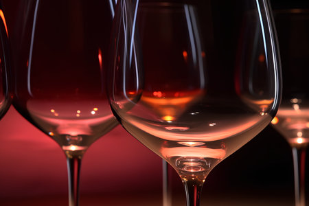 Glasses of red and white wine on a dark background close upの素材