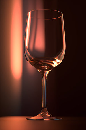 Empty wine glass on a dark background. 3d render illustration.の素材