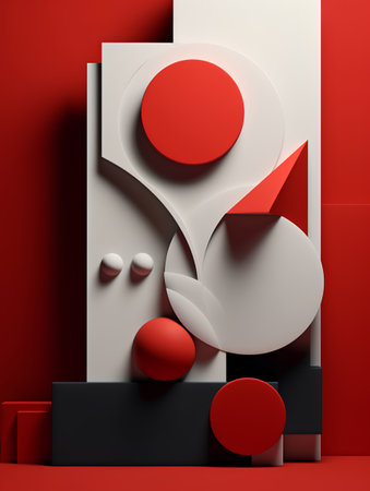 3d render, abstract background, geometric shapes, podium, minimal designの素材