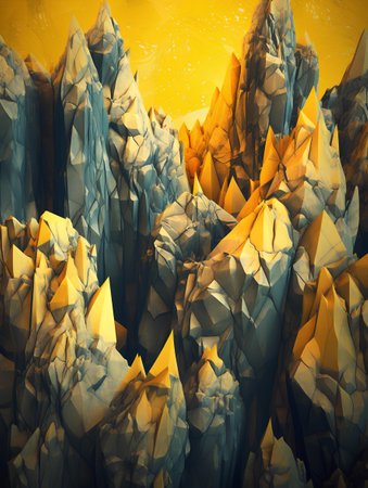 3d illustration of abstract background with crumpled polygonal mountainsの素材