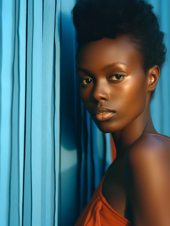 Fashion portrait of beautiful african american woman with afro hairstyle.の素材
