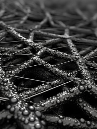 Macro closeup of black and white abstract fractal background.の素材