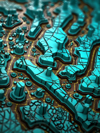 3d illustration of abstract geometric composition,digital art works with shallow depth of field.の素材