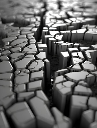 Cracked ground. Global warming concept. 3d render illustration.の素材