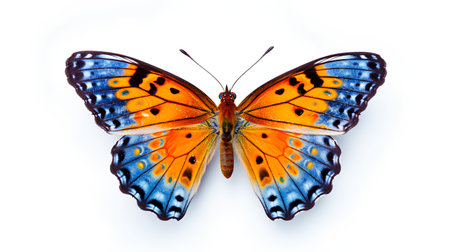 Colorful butterfly isolated on white background. Clipping path included.の素材