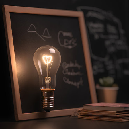 Light bulb on blackboard and chalkboard background. Business idea concept.の素材