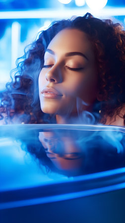 Attractive young woman relaxing in a bathtub. Beauty, spa.の素材