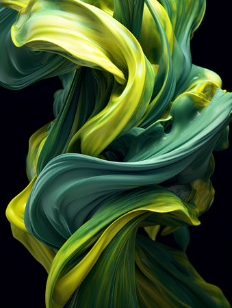 Abstract background of green wavy liquid. 3d rendering, 3d illustration.の素材