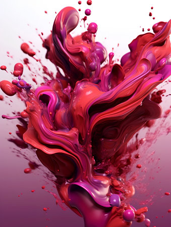 Colored paint splashing. 3d rendering, 3d illustration.の素材