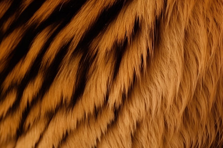 Close-up of a tiger's fur. Shallow depth of field.の素材