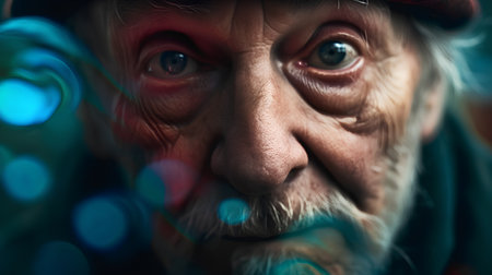 Portrait of an old man with a beard and mustache. Close-up.の素材