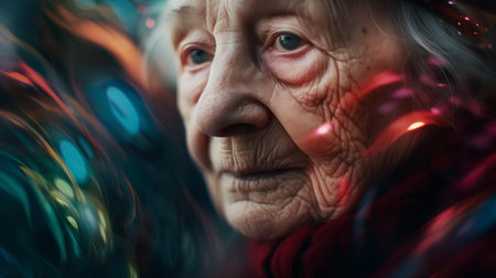 Portrait of an elderly woman. Portrait of a beautiful old woman.の素材