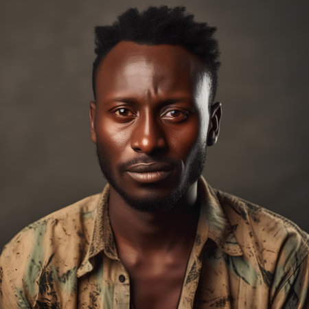 Portrait of a handsome african american man on dark backgroundの素材