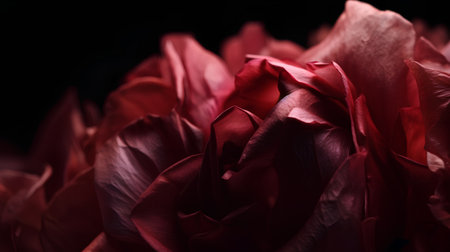 close up of red peony petals on black background, shallow dofの素材