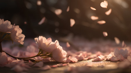 cherry blossom background with bokeh effect and copy spaceの素材