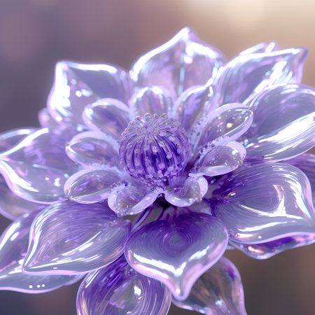 Beautiful purple dahlia flower with water drops on petalsの素材