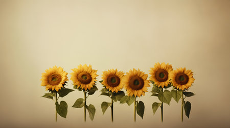 Sunflower on vintage background with space for your text. Toned.の素材