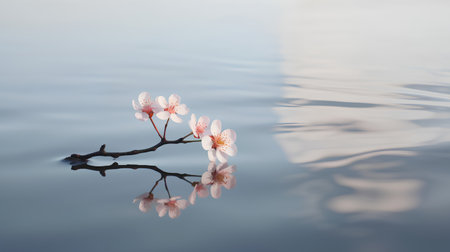 cherry blossom and reflection in the water, shallow dofの素材