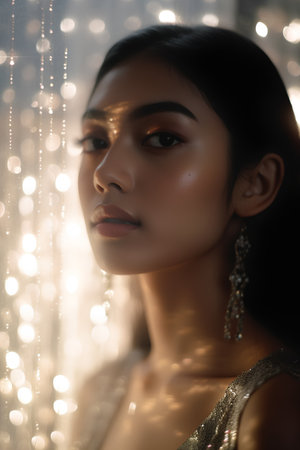 Portrait of a beautiful asian woman with evening make-upの素材