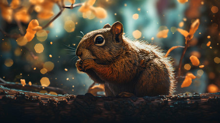 Squirrel in the forest. 3D rendering. Toned.の素材