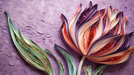 3D illustration of a lotus flower on a textured backgroundの素材