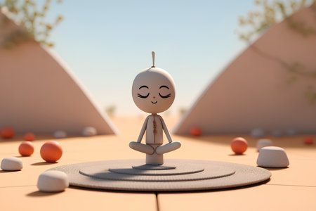 Meditation and yoga concept. 3d render. Meditation and relaxationの素材