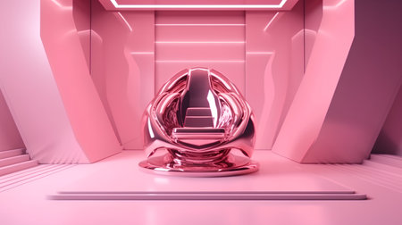 Futuristic Sci-Fi Interior. 3d Render Illustrationの素材