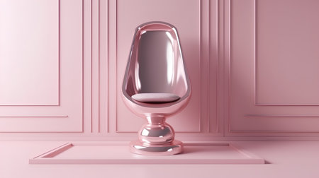 pink interior with a glass vase, 3d render illustrationの素材