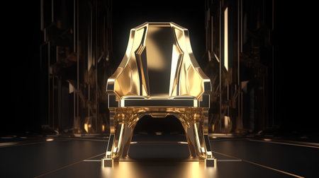 golden piano on a black background. 3d render illustration.の素材