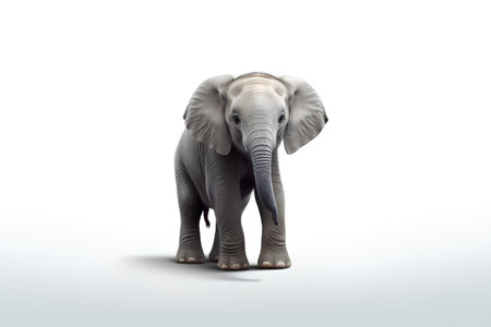 Elephant isolated on white background. 3d illustration with clipping pathの素材