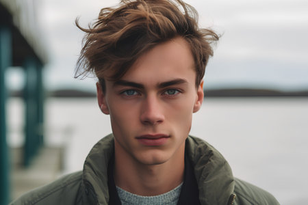 Portrait of a handsome young man. Men's beauty, fashion.の素材