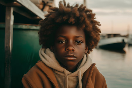 Portrait of a young african american woman with afro hairstyleの素材