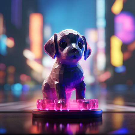 3d render of a cute dog sitting on a pedestal.の素材