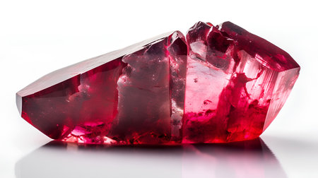 Red quartz semigem geode crystals geological mineral isolated on white backgroundの素材