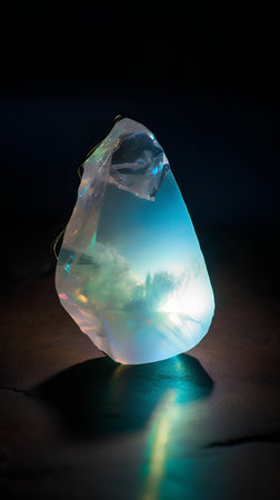 Aquamarine crystal on a black background. Macro shot.の素材