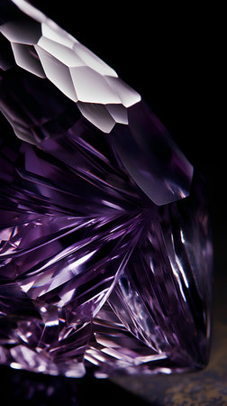 Macro shot of a crystal gemstone on a dark background.の素材