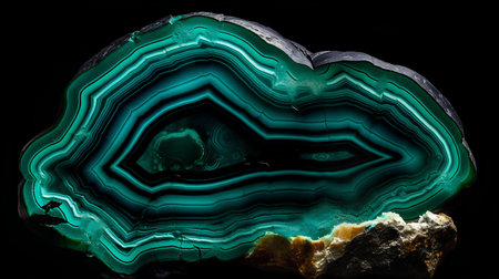 Agate on a black background. Agate is an agate of the genus Agate.の素材