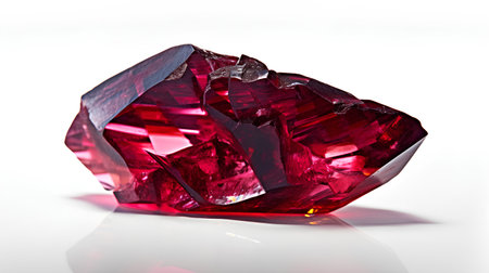Natural ruby on a white background. 3d rendering, 3d illustration.の素材