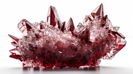 Red crystal on a white background. 3d rendering, 3d illustration.の素材
