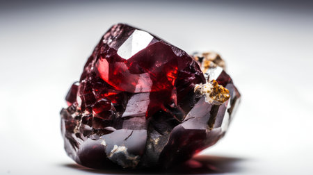 Ruby on a white background. Macro shooting. Selective focus.の素材