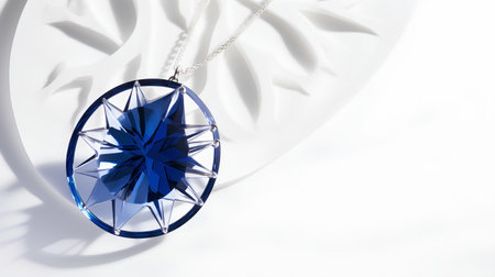 Blue pendant on a white background. 3d rendering, 3d illustration.の素材