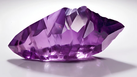 amethyst on white background (high resolution 3D image) with reflectionの素材
