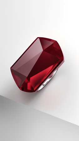 Red sapphire on a white background. 3d rendering.の素材
