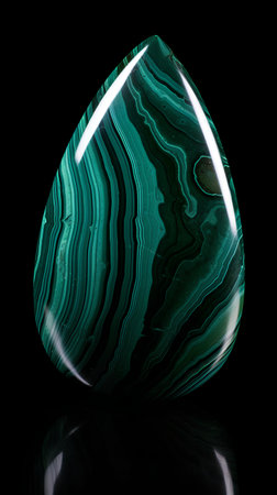 Agate on black background. Agate is a semi-precious stone with a green tint.の素材